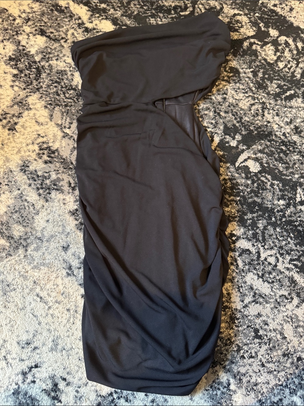Zara Black Strapless Ruched Midi Dress